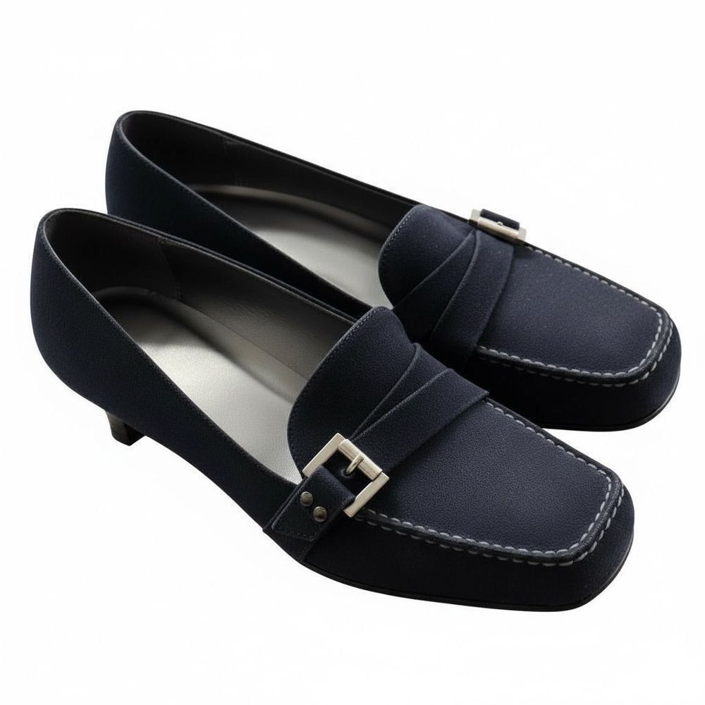 Vintage Stuart Weitzman Black Suede Heeled Loafers